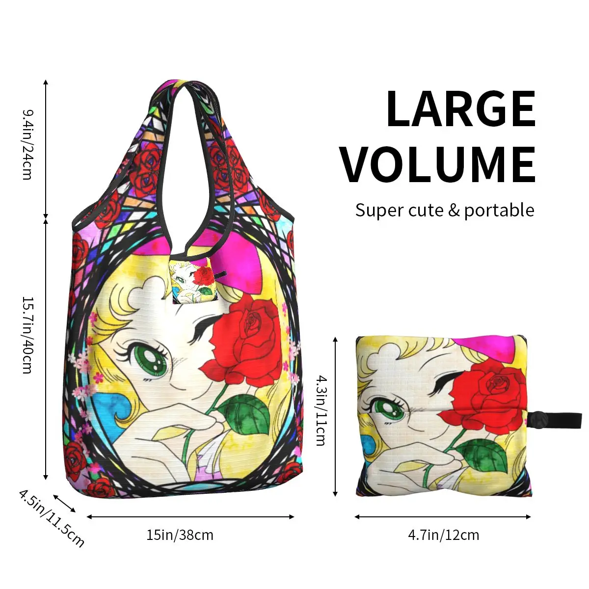 Bolsa de Compras de Grande Capacidade para Mulheres, Personalizada, Portátil, Doces, Doces, Desenhos Animados, Mercearia, Anime, Manga, Shopper Tote