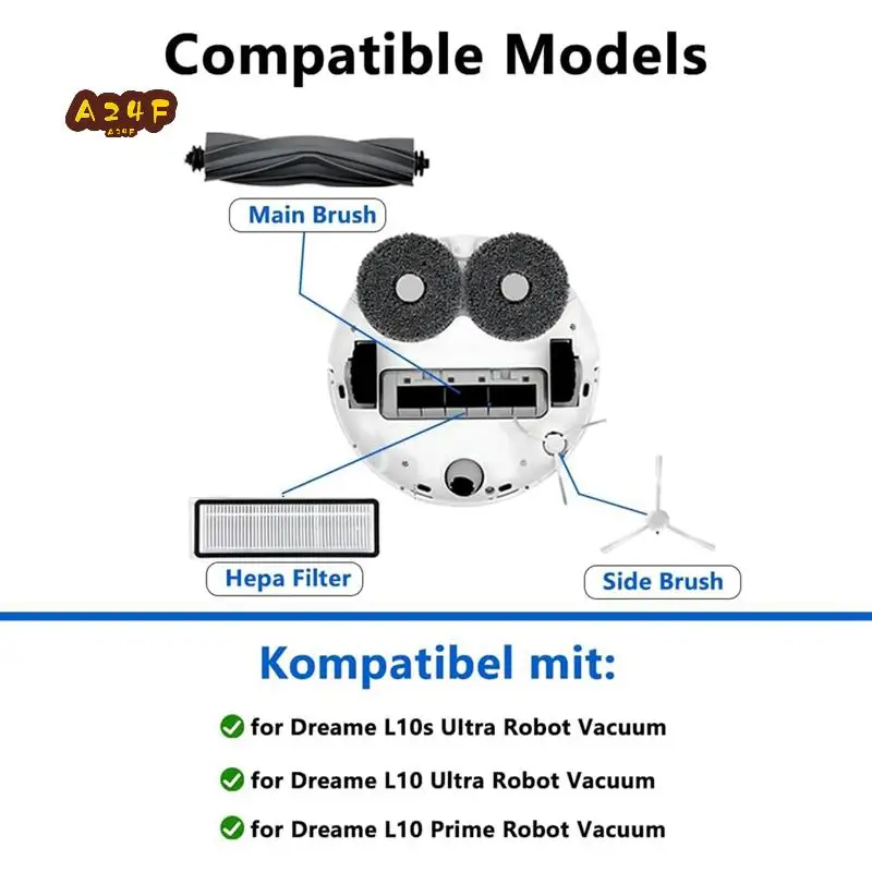 

A24F-For Dreame L10S Ultra L10 Ultra Robot Vacuum Main Side Brush Hepa Filter Mop Cloth Dust Bags Spare Parts