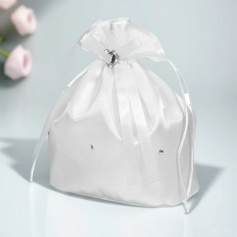 

White Bridesmaid Bridal Satin Dolly Bag Flower Pearl Design Elegant Wedding Handbag Gift Bridal Handbag Bridesmaid Dolly Bag