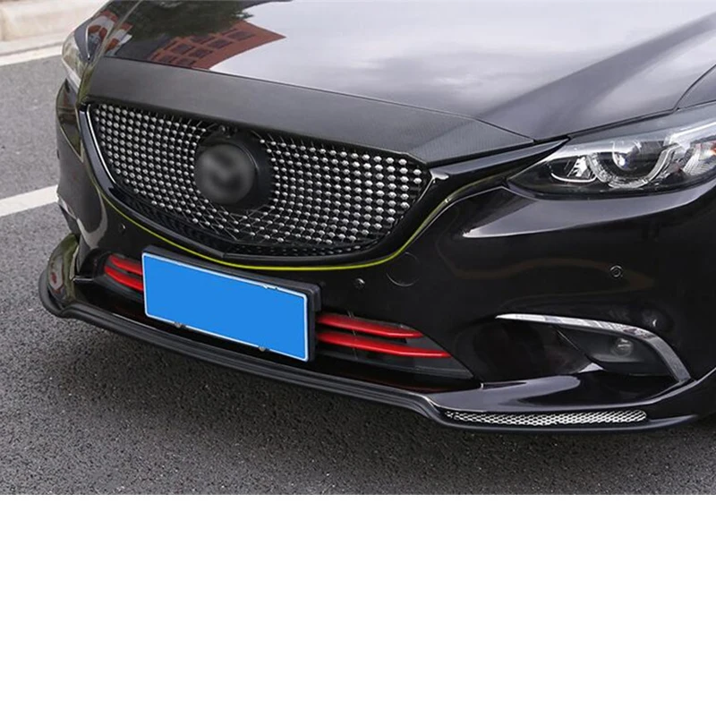 For 2017 2018 Mazda 6 Car Grille Trim Strip Splitter ABS Material Black FRONT Bumper Full Grills Cover MAZDA6 Accessories