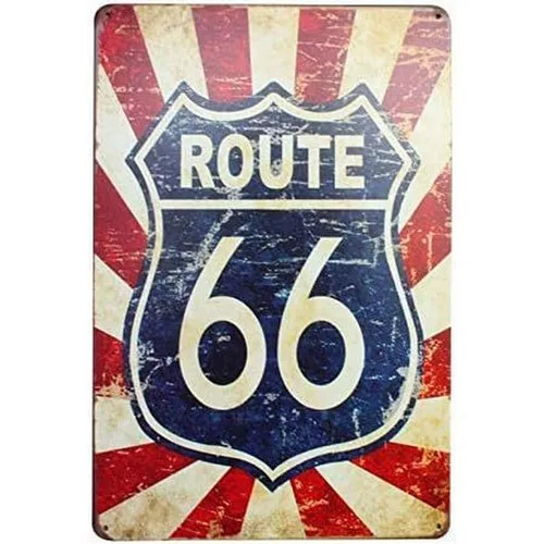 US Route 66 Blechschild Retro Highway Shield Americana Man Cave Decor Art