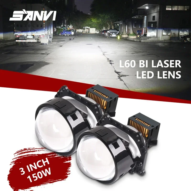 New Sanvi L60 3 Inch Dual Laser Bi LED Projector Lens 12V 150W Headlight Hella G5 3R H4 H7 9005 9006 VS Xenon Light Retrofit