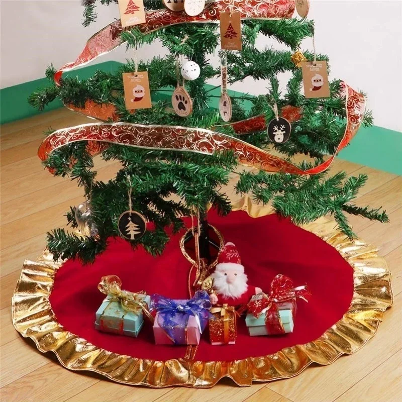 Red Christmas Tree Skirts Plush Faux Fur Carpet Xmas Floor Mat Ornaments Merry Christmas New Year Christmas Tree Decorations