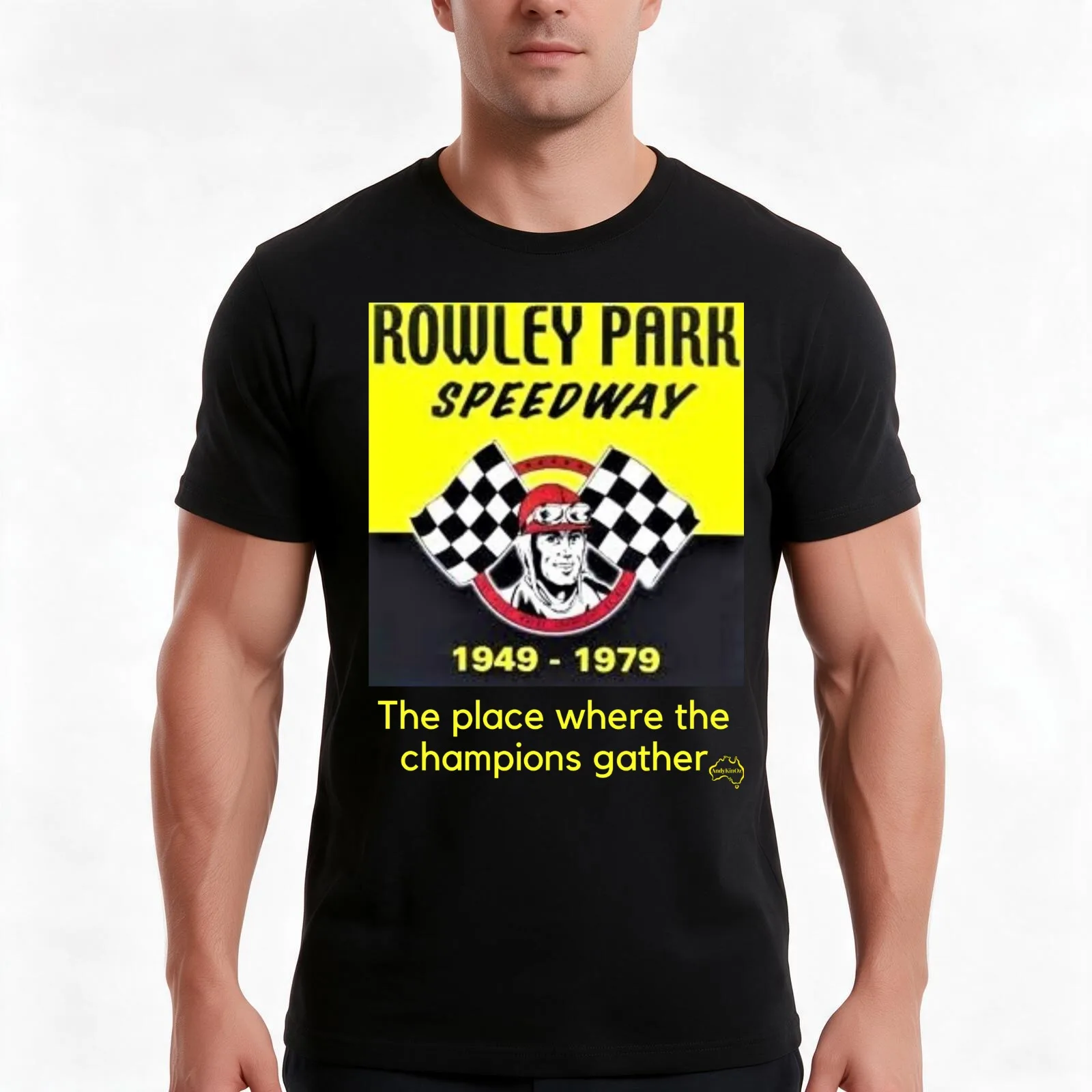 Rowley Park Speedway T-Shirt, Summer Casual Cotton Tee, Oversized Streetwear Tops, Vintage Graphic Print, Loose Fit Short Sleeve