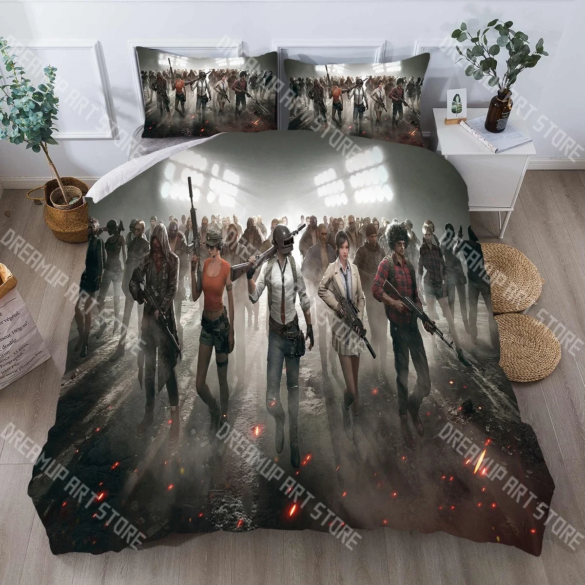 Fashion Game PUBG Shooting Survival Bedding Set Single Twin Full Queen King Size Bed Set Kids Bedroom Duvetcover Set