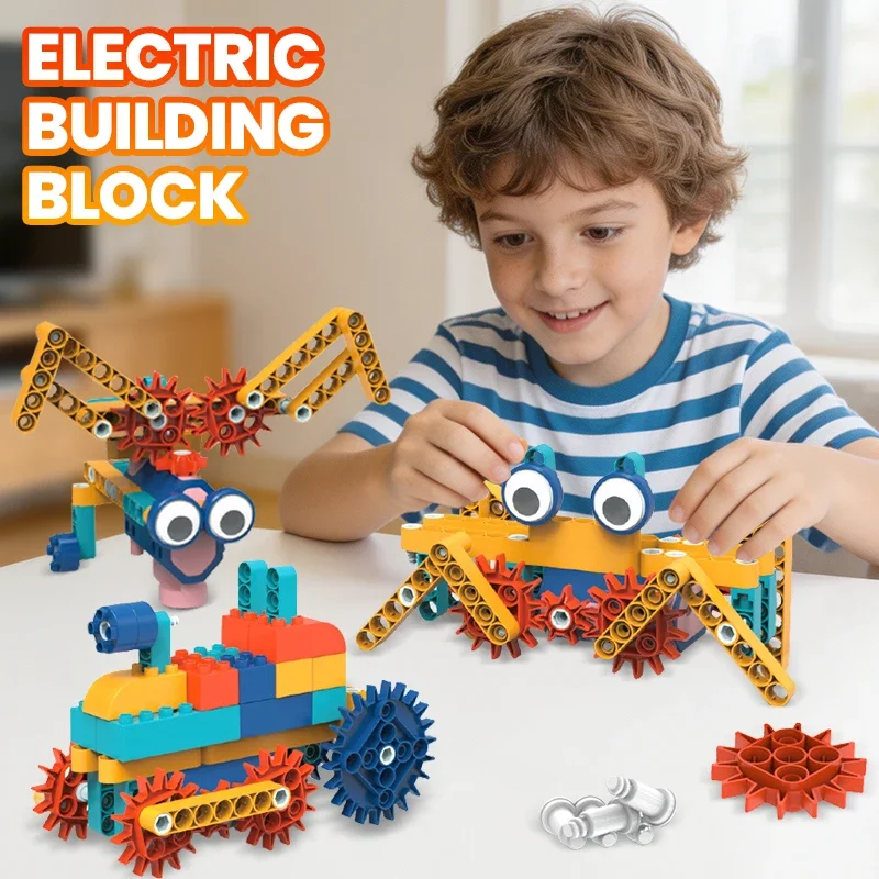 DIY Electric Science Building Blocks Toy Mechanical Gear Children's Smart Manual Assembly Brick Educational Toys for Boys Girls