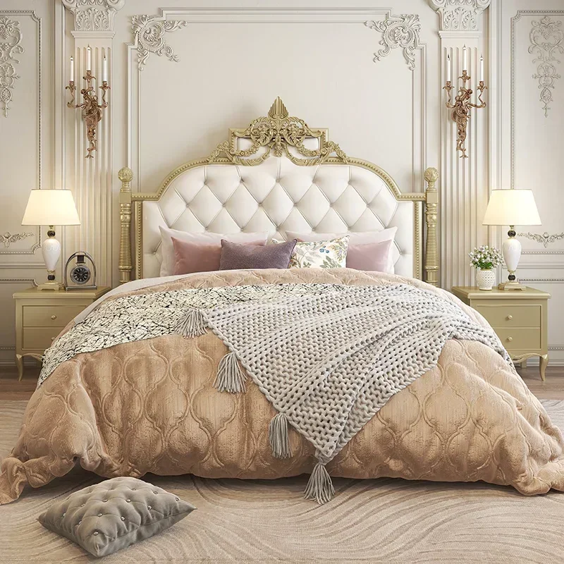 Complete European Bed Double Bedroom Reception Replica Luxury King Size Bed Base Beds Camas De Casal Entrance Hall Furniture