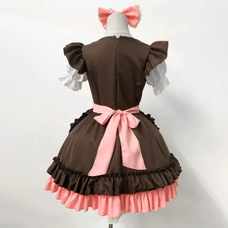 Kawaii Japanese Coffee Waitress Women Sweet Lolita Anime Bunny Girl Maid Cosplay Costumes Pink Bow Party Princess Dress 2024 New