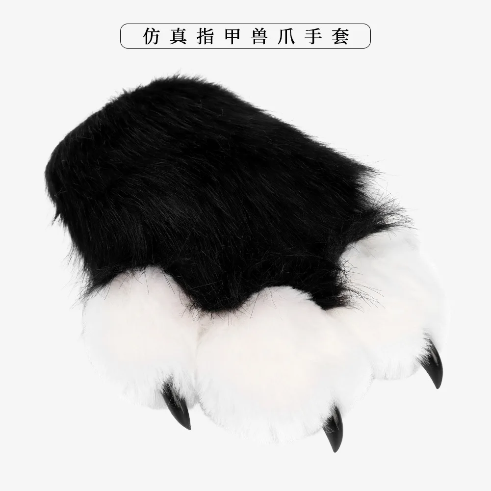 Simulatie Kat Klauw Handschoenen Dierenklauwen Harige Knijpen Genaamd Leuke Pluche Rekwisieten Dierenkostuum Prestatie Rekwisieten