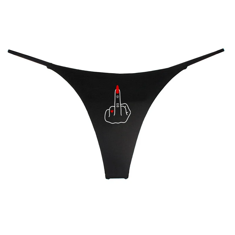 Rude Finger Middle Finger Girl Power Girl Finger Hot Underwear Cotton Thong for Women Seamless Female Panties Gift for Her - Image 5