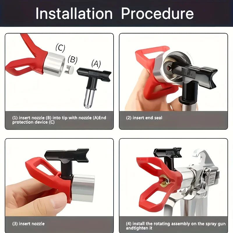 Reversible Airless Paint Spray Tip 517 with OneSeal, Precise Spray Nozzle for Airless Paint Sprayers