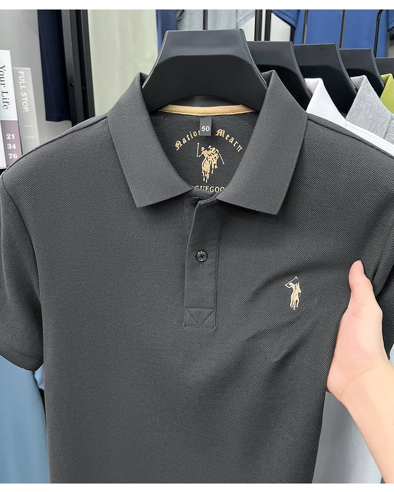 High-End 100% Baumwolle Kurzarm Polo Shirt Sommer Mode Luxus Marke Pony Stickerei T-Shirt Business Freizeit Golf Herrenkleidung – Detail 20
