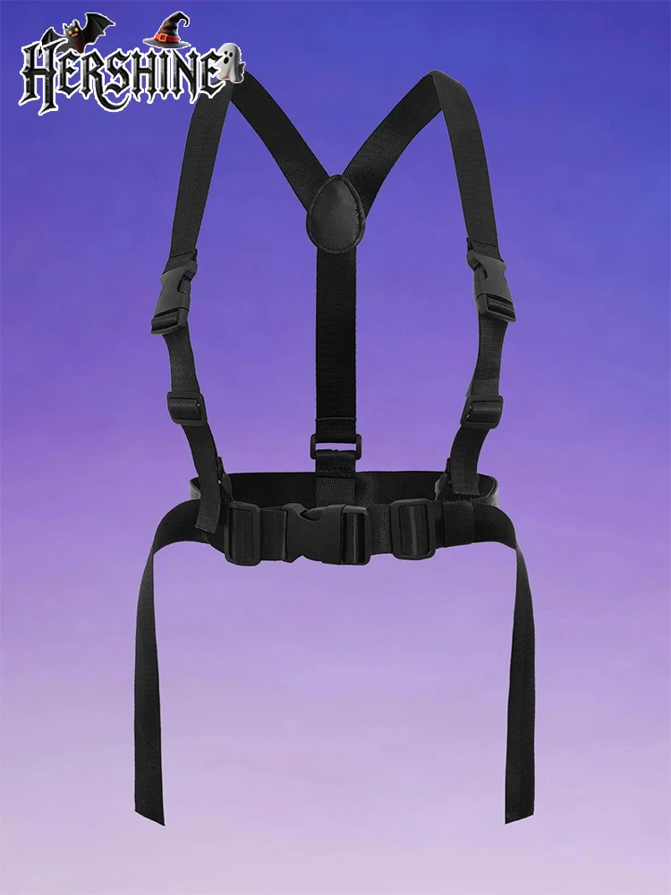 HERSHINE 1 pezzo da donna con fibbia in plastica nera, estensione bifacciale, tracolla in tela stile scuro, accessorio Y2K per Halloween