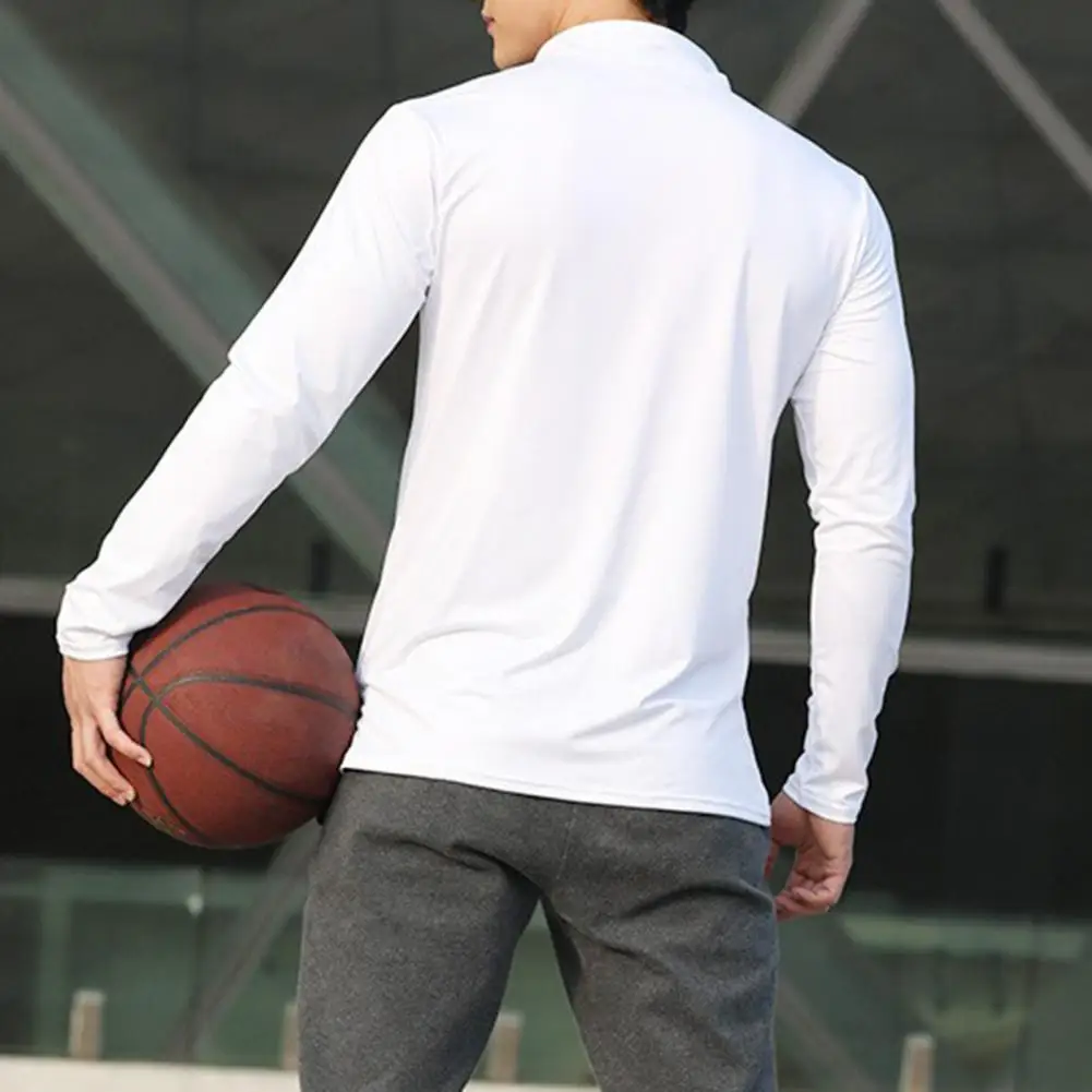 Mens Stand Collar Half Zip Pullover Slim Long Sleeve Muscle Athletic Sweatshirt Quarter Zip Gym Jogging Fitness Wear