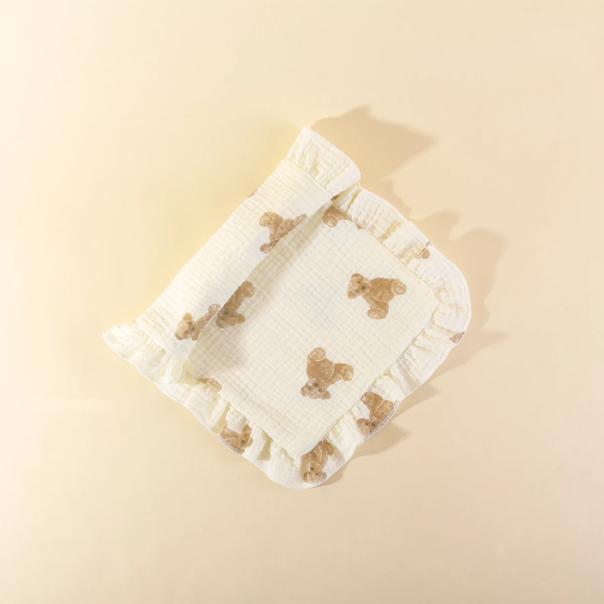 1PC Ruffled Burping Rags Cotton Gauze Bear Infant Newborn Baby Burp Cloths