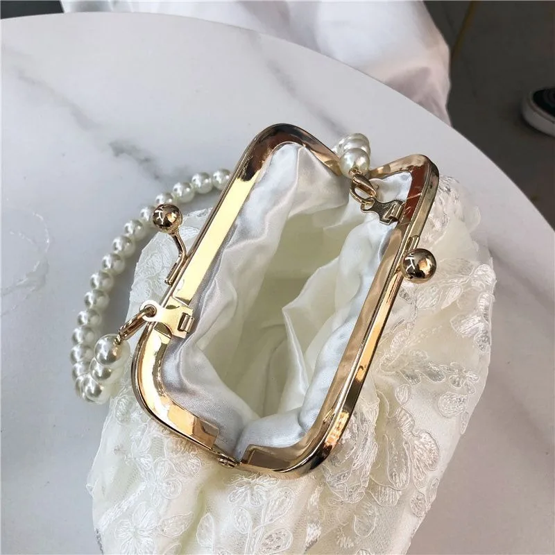 Xiuya Elegant Vintage Womens Handbag Gentle Fashion White Pearl Chinese Style Shoulder Bag Luxury Designer Ladies Aesthetic Bags