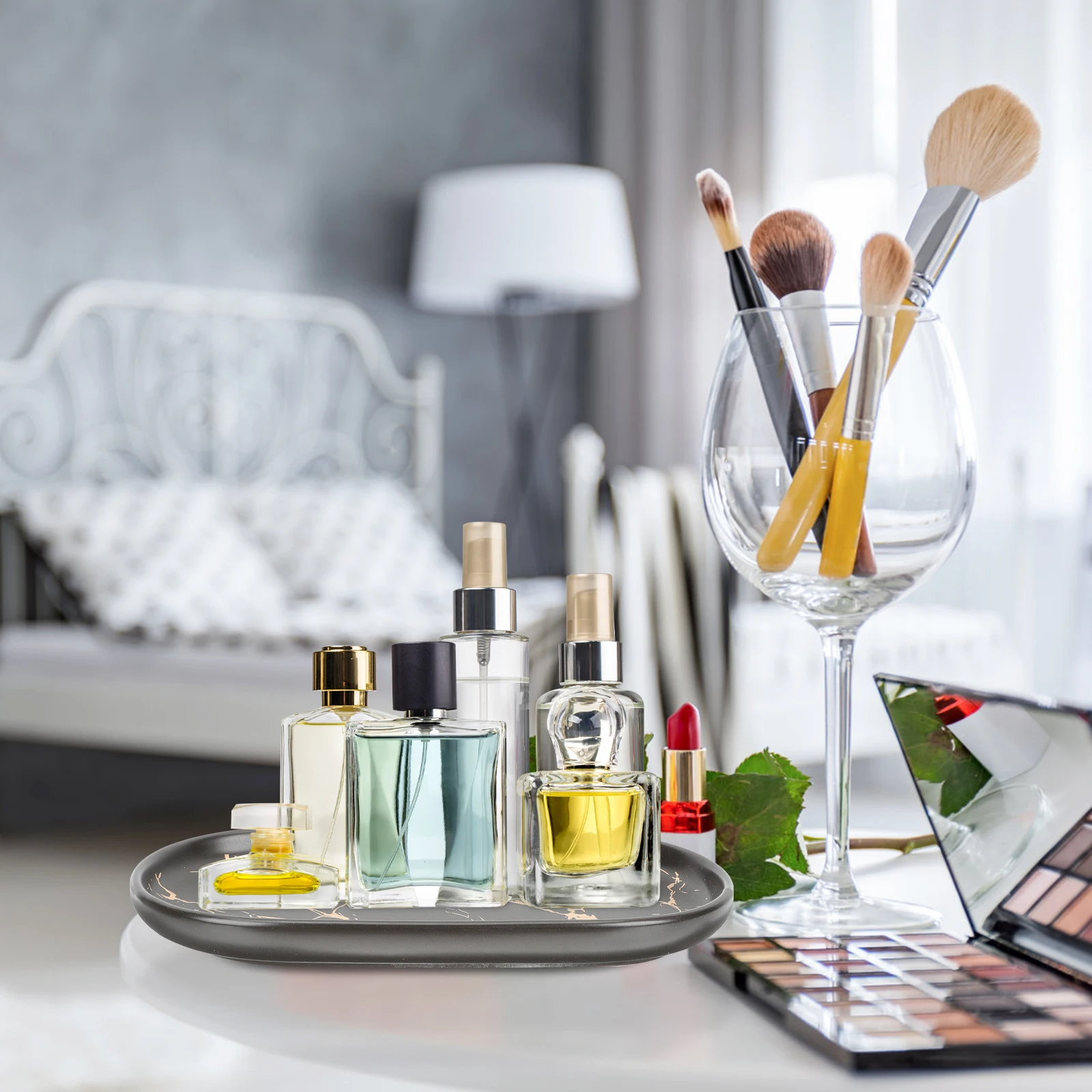

Marble Storage Tray Bathroom Accessories Creative Jewelry Sundries ganizing Ceramic Tabletop Toiletries Container Vanity