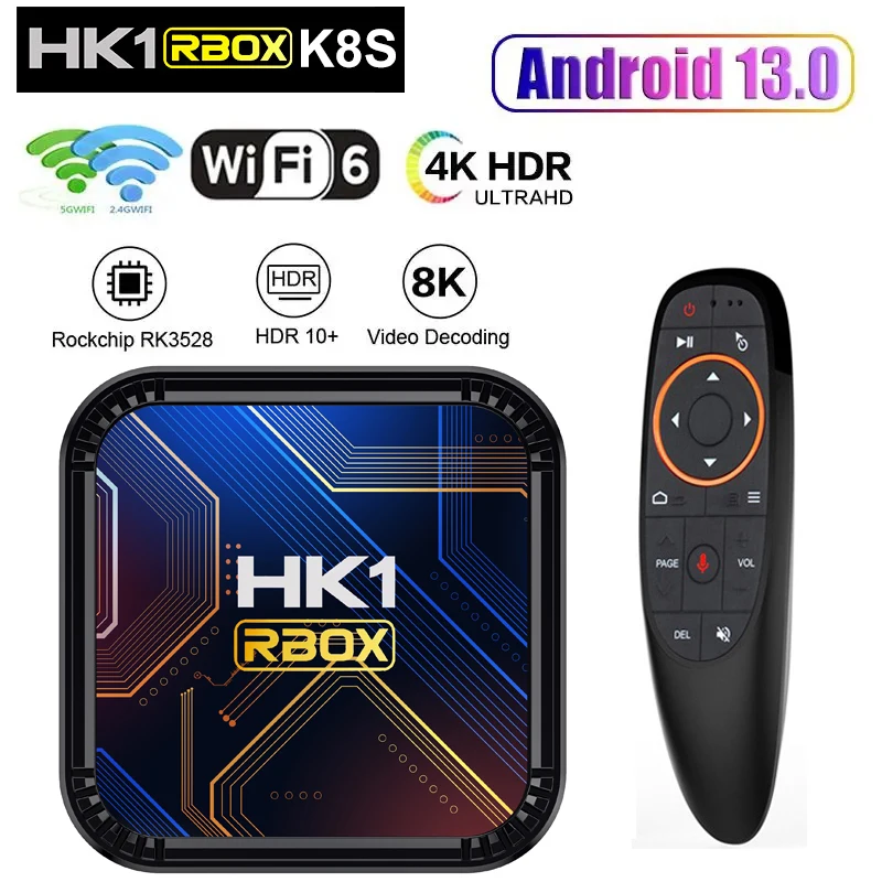 HK1 RBOX K8S Smart TV Box Android 13 RK3528 4G 64G 32G 2.4G e 5G WIFI6 BT5.0 4K Vedio Decodifica