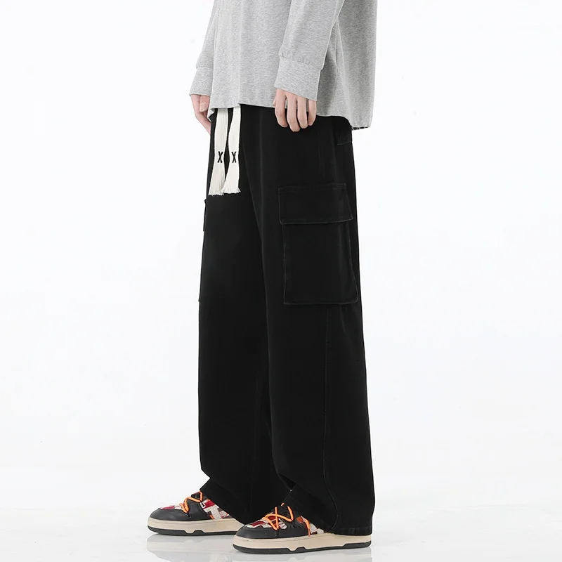 Nuevos pantalones de trabajo para hombres, ropa de trabajo juvenil con múltiples bolsillos Y2K, ropa de calle de moda, pantalones de pierna ancha retro