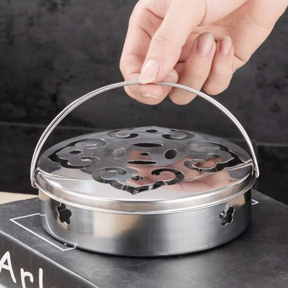 Stainless Steel Incense Insect Repellen Candle Holder Round Plate Spiral Mosquito Coil Holder Tray Incense Safe Cover