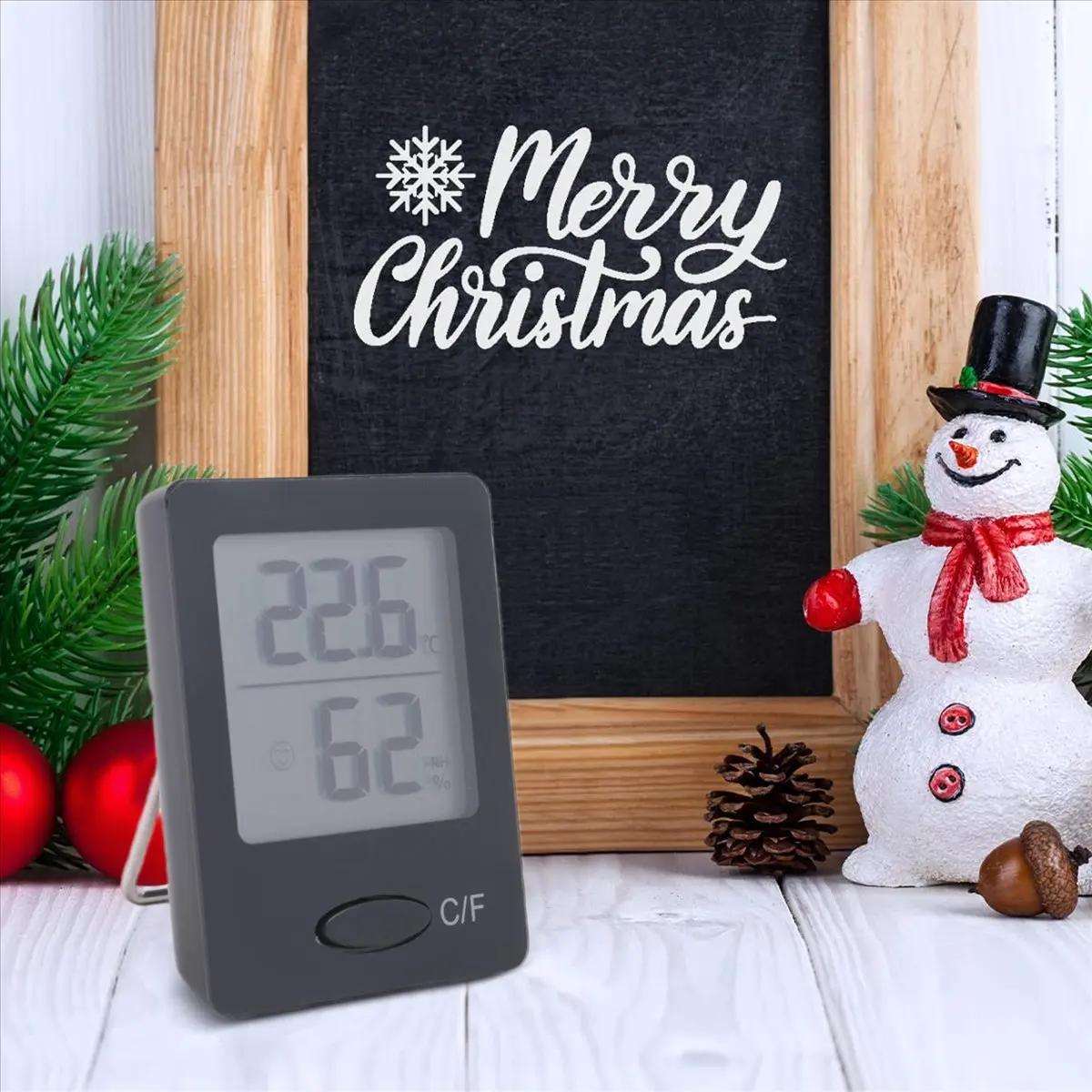 A73T Indoor Hygrometer Thermometer,Room Thermometer with Large LCD Display, Humidity Monitor for Home Office Black