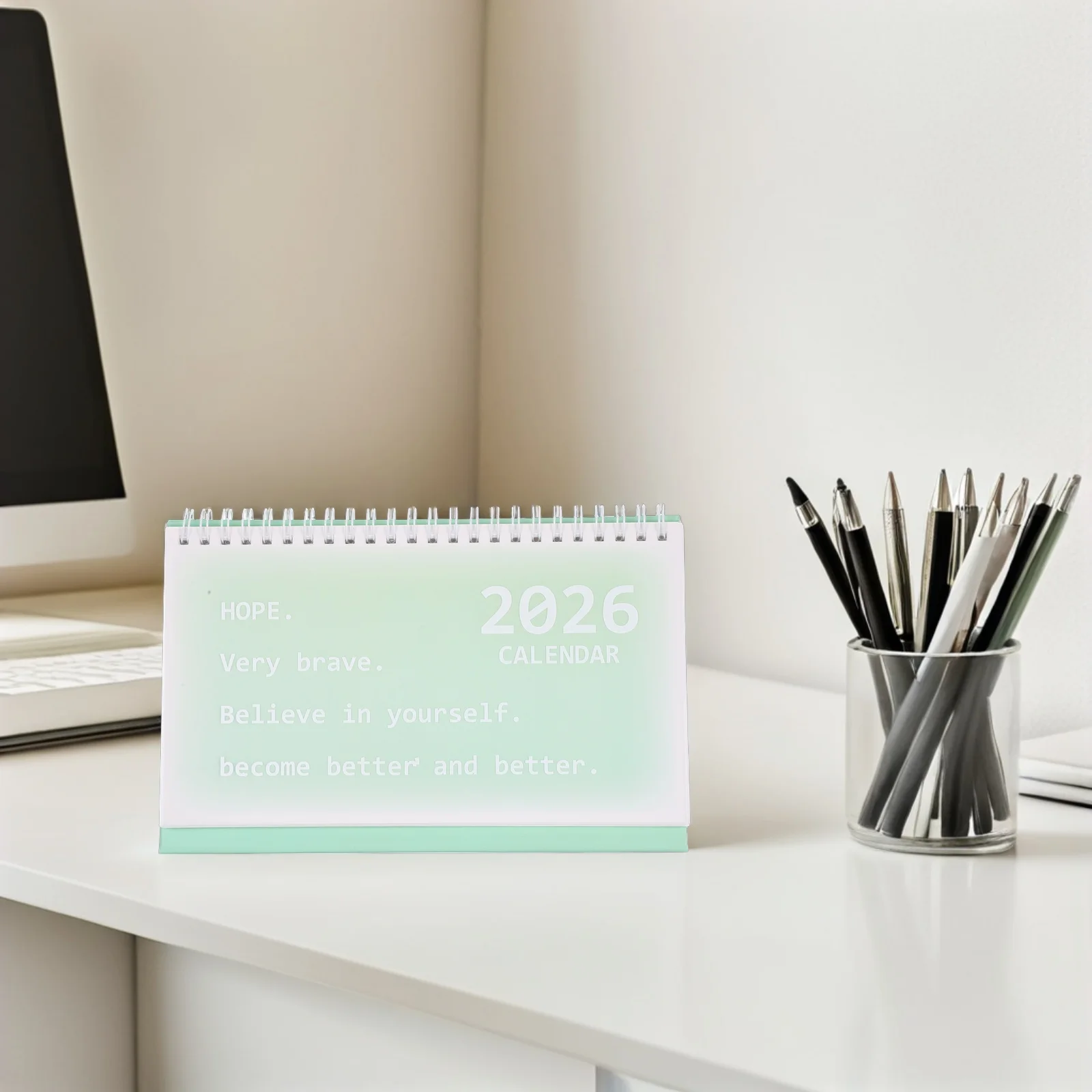 

2026 Desk Calendar School Organizer Spiral Bound Small and Fresh Weekly Planner Table Appointment Green Academic Office