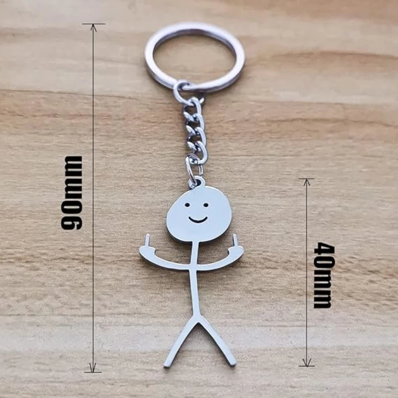 60 Pcs Funny Doodle Stainless Steel Keychain Middle Finger Keyring Long Distance Friendship BFF Matching Jewelry Gift