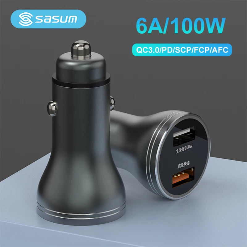 100W 2 Ports Car Charger Fast Charging PD QC3.0 USB C Car Phone Charger Type C Adapter in Car For iPhone Samsung Huawei Xiaomi