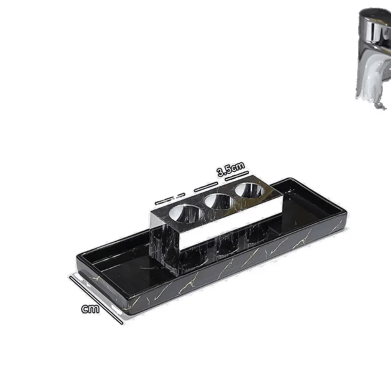 

High-grade crystal electric toothbrush rack, bathroom light luxury wash set, ceramic mouthwash cup storage tray