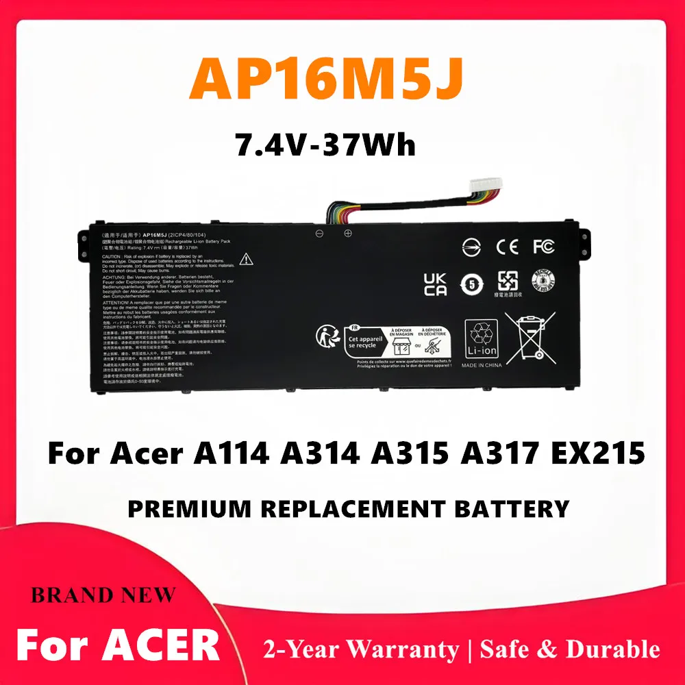 AP16M5J Battery for Acer Aspire 1 3 Series A114 A314 A315 A317 EX215 N17Q1 N17Q4, 7.4V 37Wh