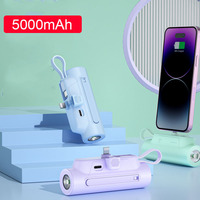 Portable Power Bank 5000mAh Fast Charging 2 in 1 Mini External Battery Charger Powerbank With USB Type C Cable for iPhone Xiaomi