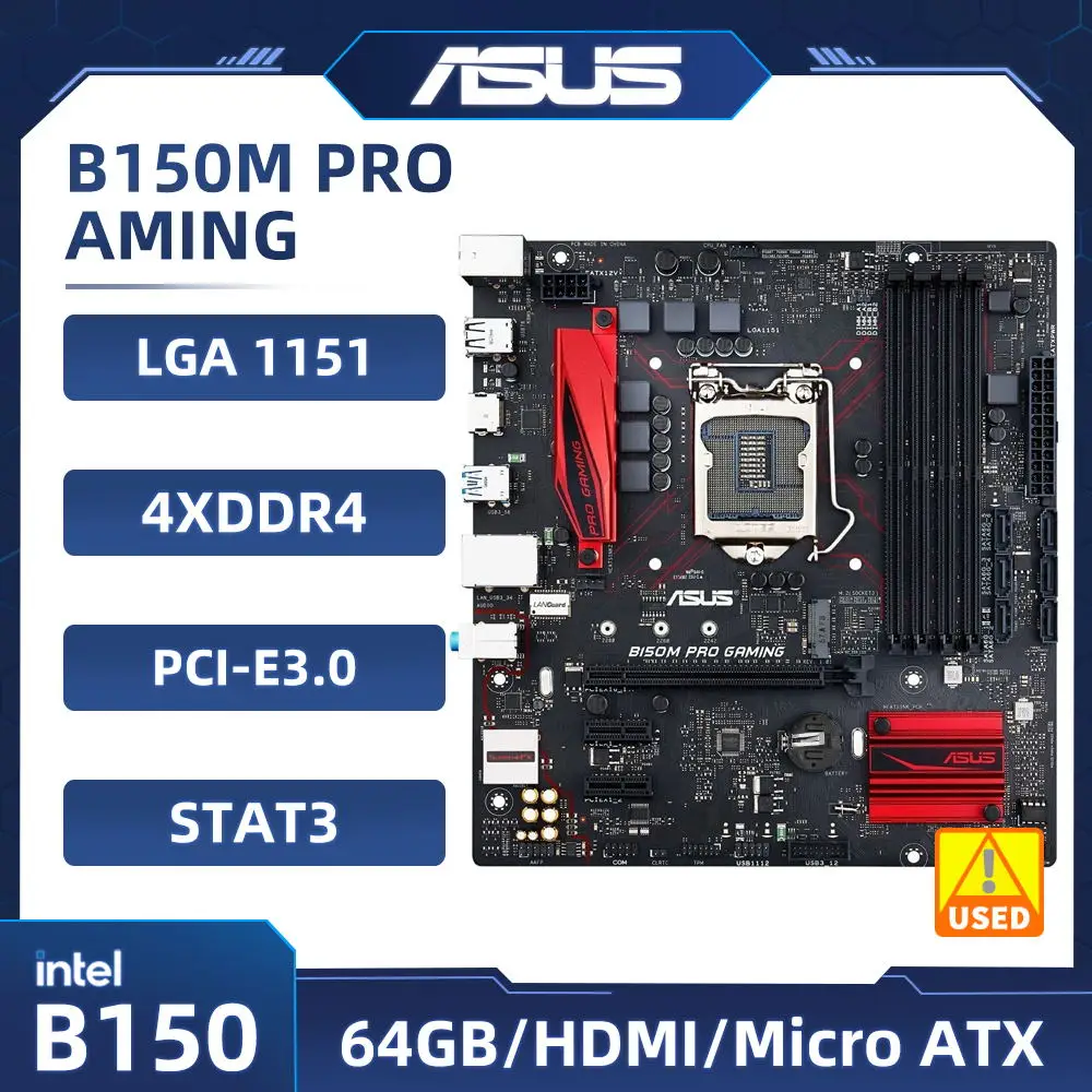 

ASUS B150M PRO GAMING Motherboard LGA 1151 Intel B150 support Core i3-6100 i5-6500 i7-6700 i7-7700 Celeron G3930 cpu M-atx