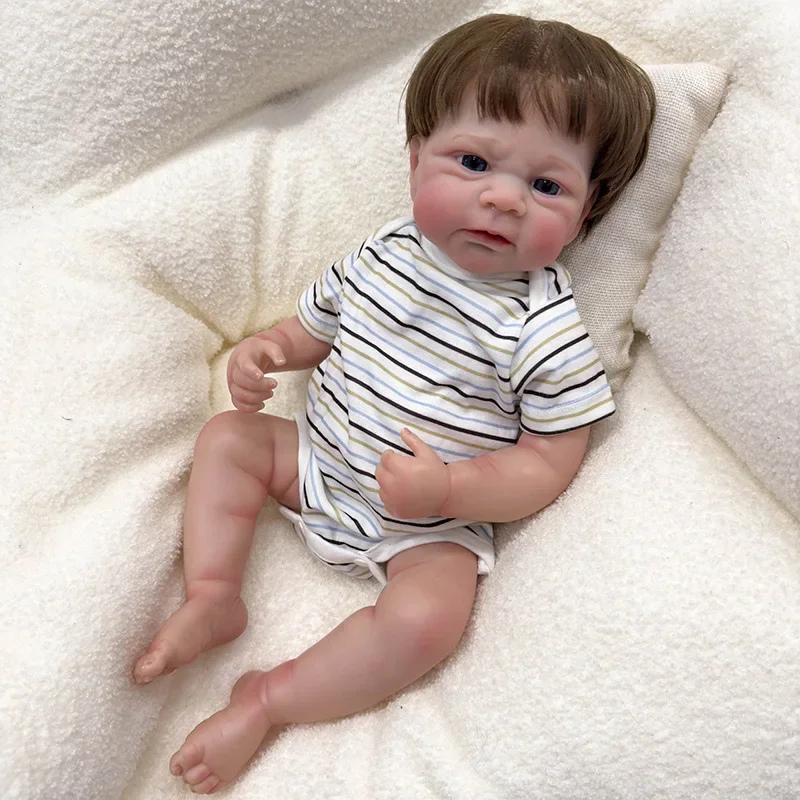 48cm Elijah Reborn Baby Doll Full Silicone Boy Body Already Finished Doll 3D Skin Hand Detailed Painted Skin Visible Veins