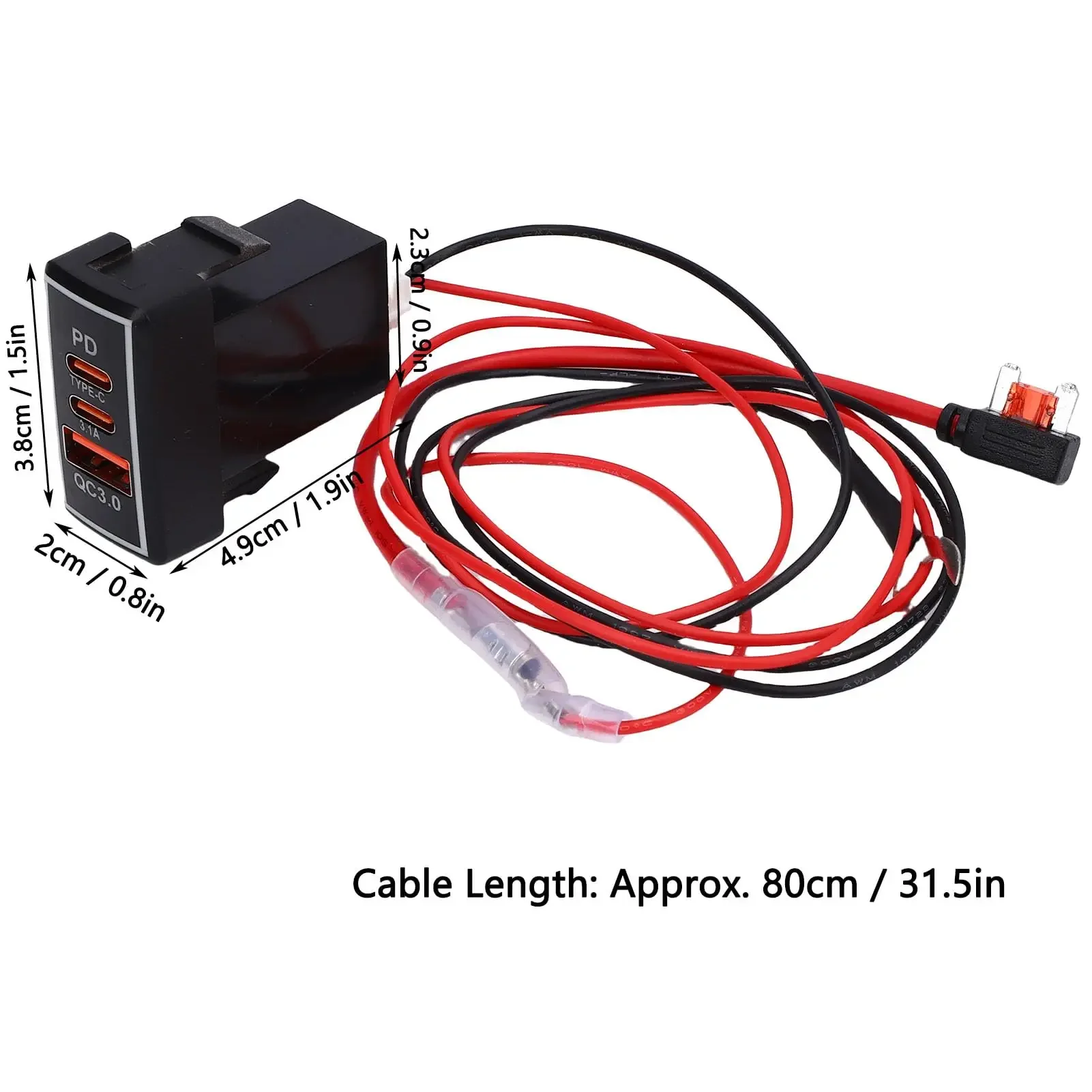 Schnelles PD QC USB-Ladegerät für Auto, Motorrad, LKW, Boot - Ladeadapter für Toyota CRUISER, FORTUNER, HILUX – Detail 6