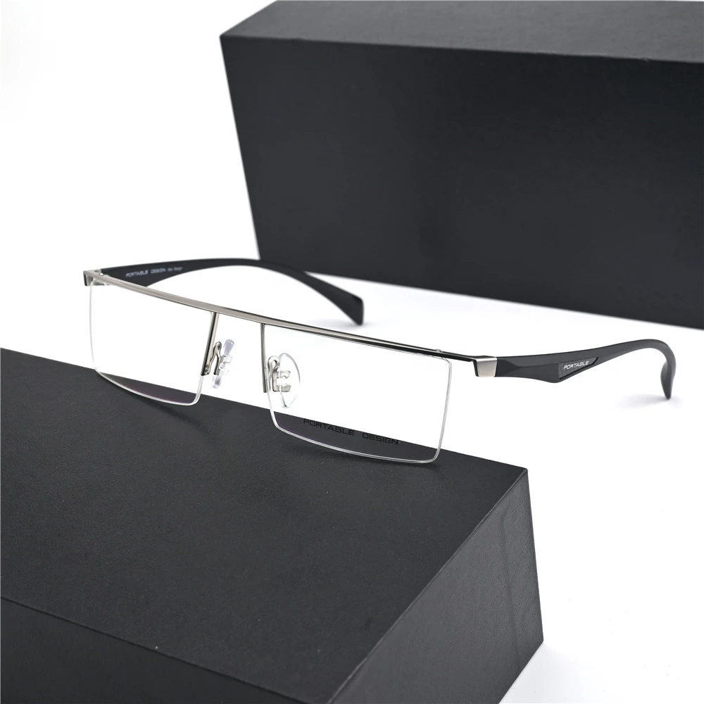 Vazrobe 155mm Oversized Myopia Glasses Male Eyeglasses Frames Men Semi Rimless Brand Spectacles Optical Lens Anti Reflection