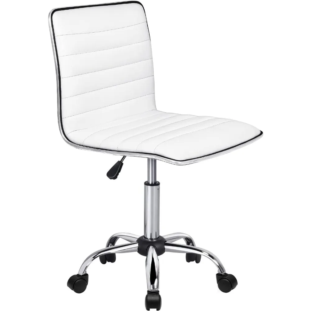 

Стул для офисного стола, регулируемое рабочее кресло, вращающееся кресло в рубчик из искусственной кожи с низкой спинкой, кресло-качалка без подлокотников в стиле ретро с