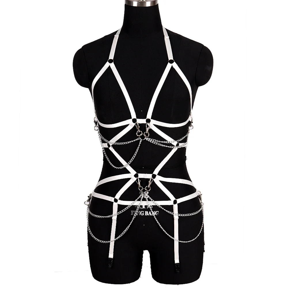 

Erotic Bdsm Harness For Women Sexy Lingerie Cage Bra Rave Wear Clothes Chain Accessories Punk Goth Suspender Sword Belt Garters