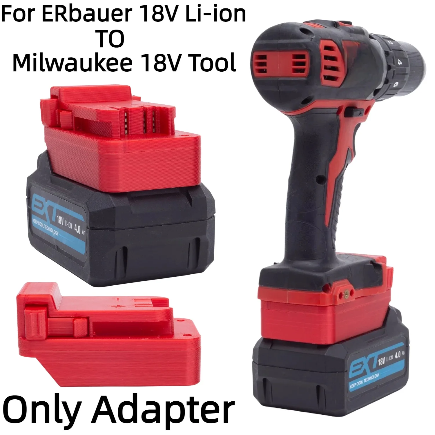 Battery Adapter for ERbauer 18V Lithium Ion Battery Converter TO Milwaukee 18V Cordless Drilling Tools Accessory(Only Adapter)