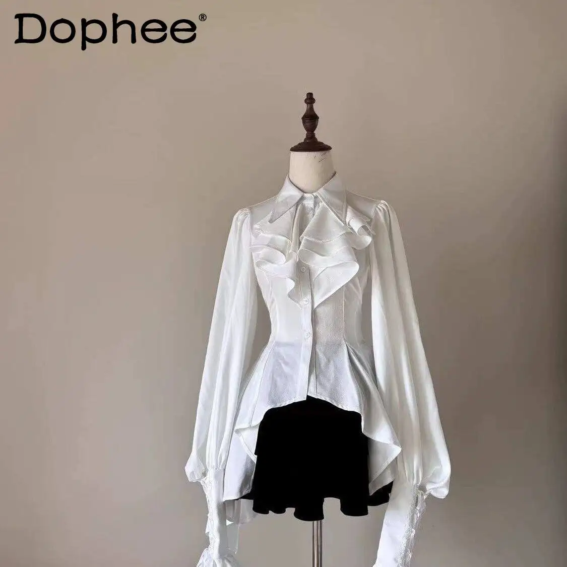 

2026 Spring New Japanese Original Lolita Women's Long-Sleeve Shirt Dress with Princess Sleeves Dark Gothic Style Blouse