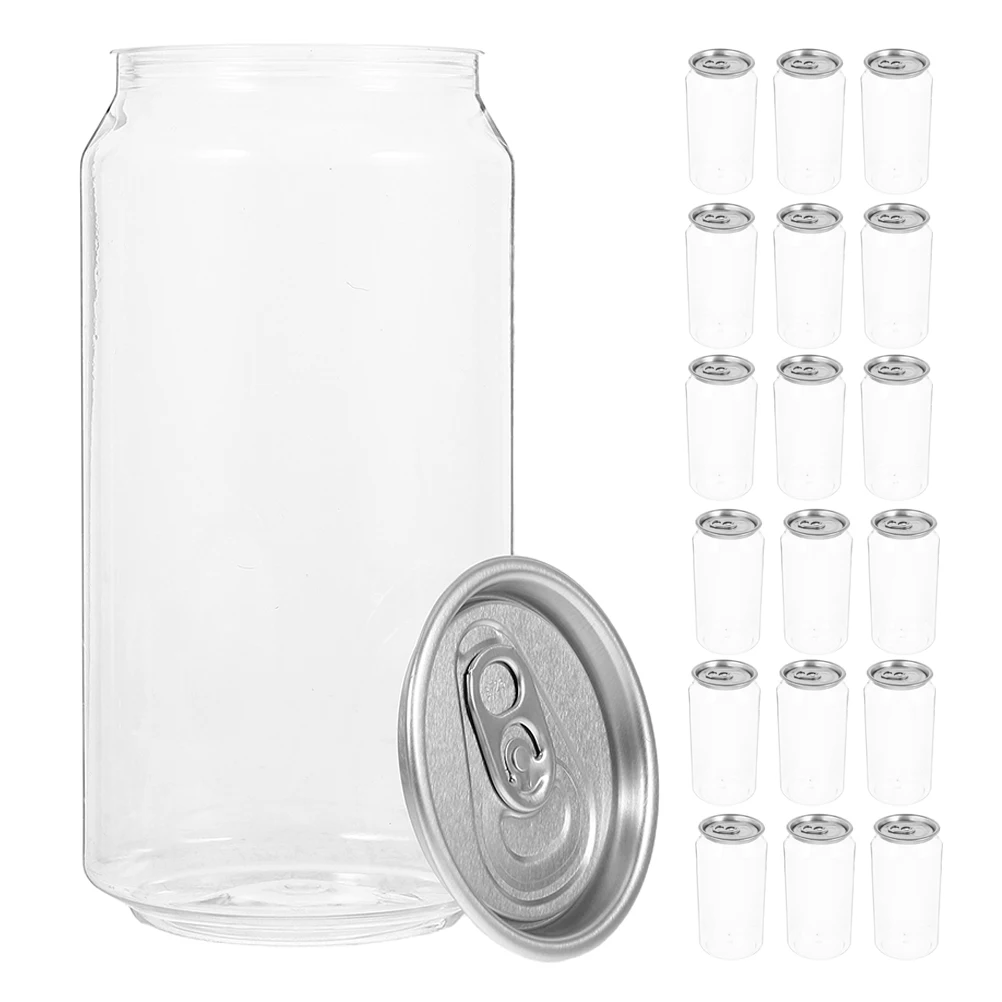 

20pcs Juice Drink Bottles Clear PET Lightweight Lids Milk Tea Smoothie Office Travel Empty Containers