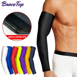 BraceTop 1 Pair Breathable Quick Dry UV Protection Running Arm Sleeves Basketball Elbow Pad Fitness Arm Guards Sports Arm Warmer