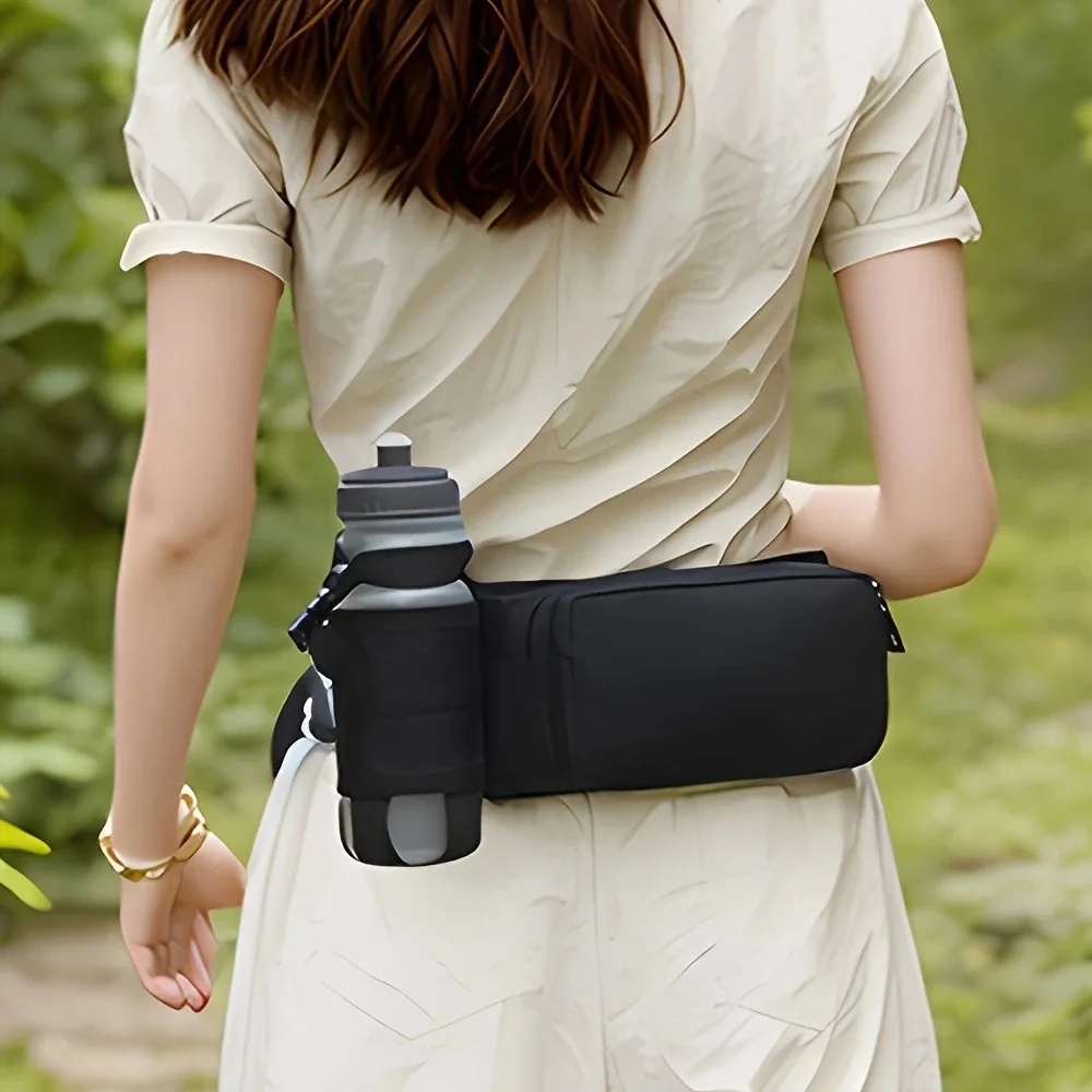 Performance-Oriented Waist Hydration Pack - Contoured Bottle Holder & Multi-Zippered Anti-Slip Compartments for Intense Workouts