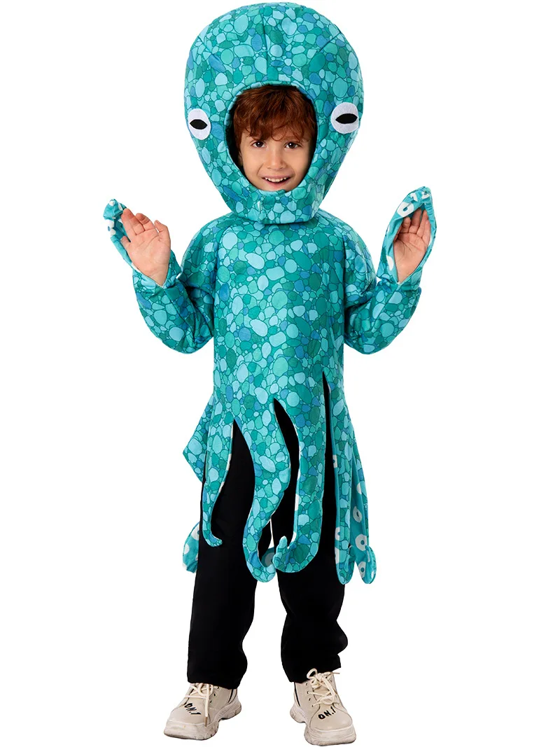 Mascot Cartoon Character Baby Octopus Cosplay Funny Blue Octopu Costume for Kid Boys Gir ls