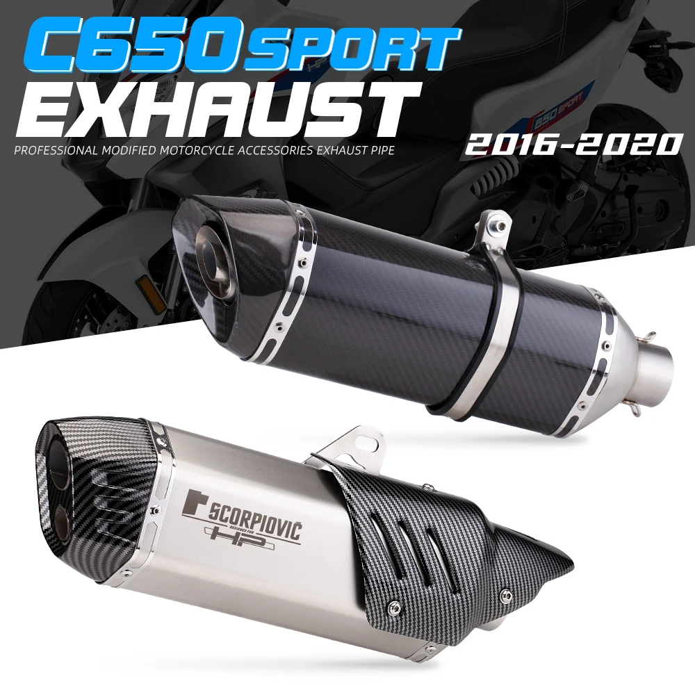 Motorcycle Slip-on Exhaust Pipe Leak Connection Muffler For C650GT C600 Sport Connecting Pipe 51mm 2016-2020