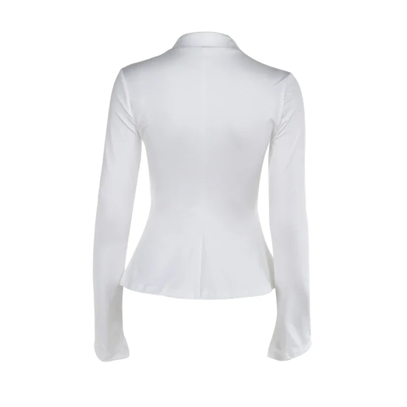 Women's Elegant Directional Design Slim New Khy Kim Little Sister Same Zipper Shirt Top