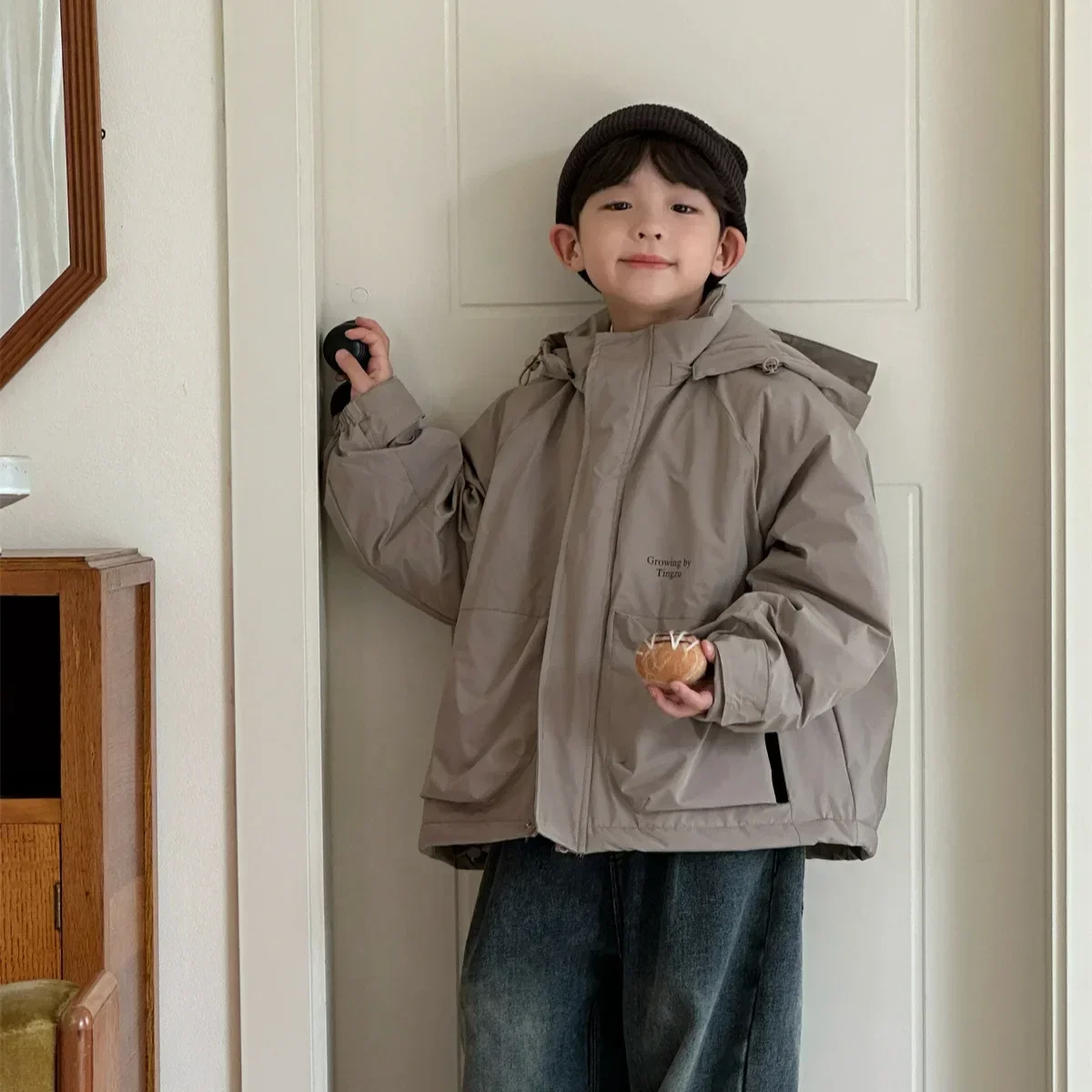 

Children Clothes Boys Cotton Jacket Winter 2024 New Fashionable Thickened Warm Solid Color Casual Simple Kids Jackets for Boys