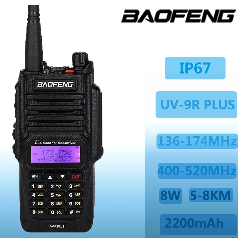 

Baofeng BF-UV9Rplus High-Frequency Waterproof High-power 8W Marine Long-Distance Communication Walkie Talkie