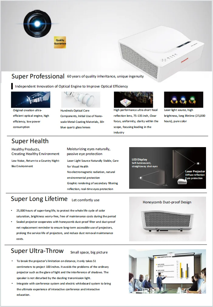 P5x36 intelligenter Laser projektor xga 3600 Lumen Ultra Short Throw,Android, motorisierter Fokus für die Installation von Bildung/Unternehmen