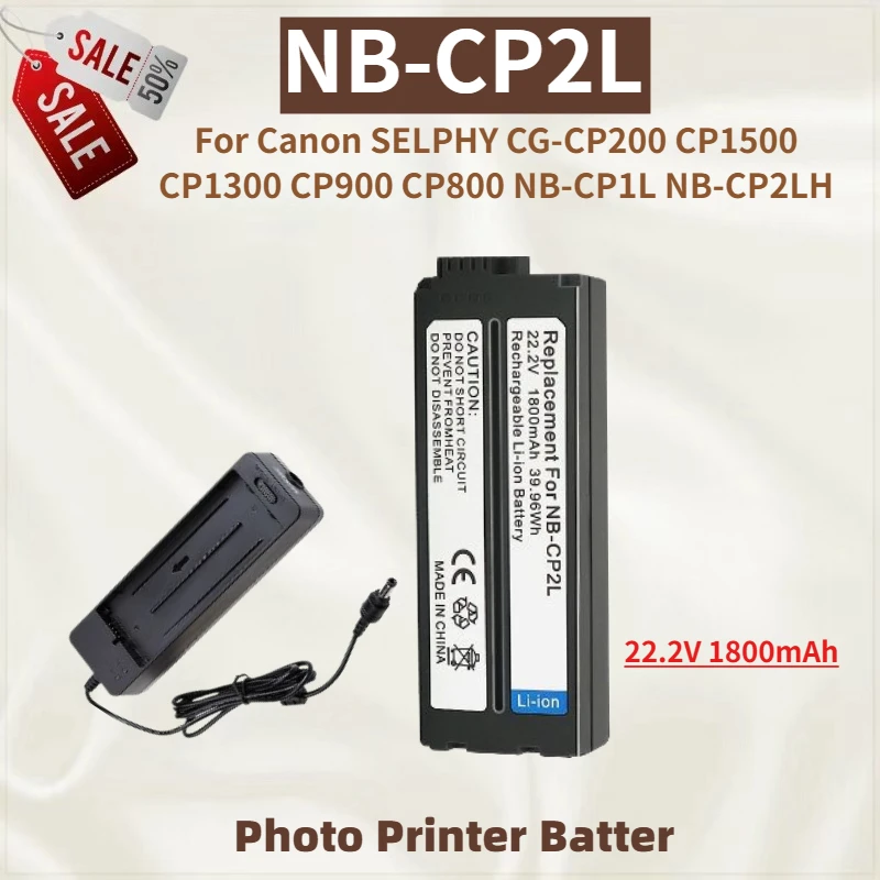 

High Quality Photo Printers Battery NB-CP2L NB-CP2LH 22.2V 1800mAh + Charger for Canon SELPHY CG-CP200 CP900 CP800 CP1500 CP1300