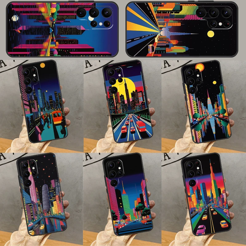 City Pop Art At Night Case For Samsung Galaxy S22 S23 Ultra Note 20 S8 S9 S10 Note 10 Plus S20 S21 FE Phone Cover